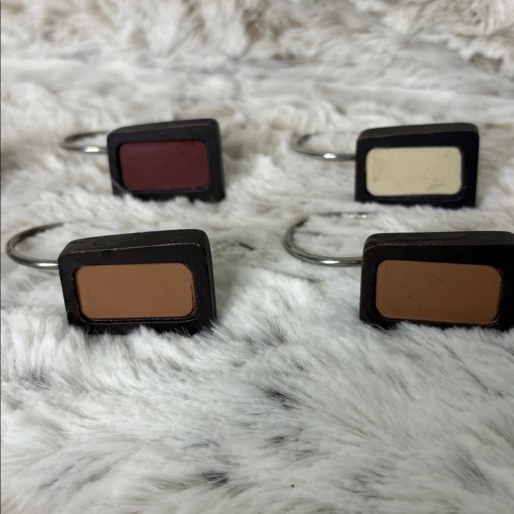 Set of 11 Rectangular Shower Curtain Hooks. Brown, Cream, Tan & Burgundy